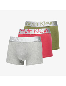 Boxeralsó Calvin Klein Reconsidered Steel Cotton Trunk 3-Pack Olive Branch/ Grey Heather/ Red Bud