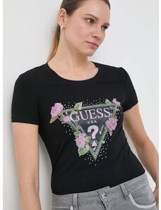 Guess t-shirt FLORAL női, fekete, W4RI28 J1314