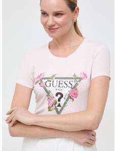 Guess t-shirt FLORAL női, rózsaszín, W4RI28 J1314