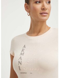 Armani Exchange pamut póló női, narancssárga