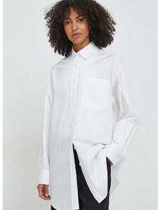 Calvin Klein pamut ing női, galléros, fehér, relaxed