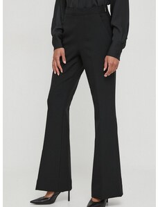 Calvin Klein nadrág női, fekete, magas derekú trapéz