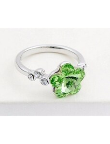 Ékszerkirály Virág formájú gyűrű, Peridot zöld, Swarovski kristállyal díszített, 7,25