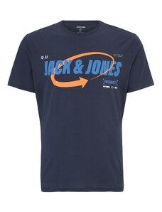 Jack & Jones Plus Póló 'Black' kék / tengerészkék / narancs