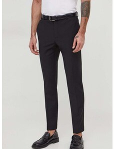 Calvin Klein gyapjú nadrág fekete, egyenes