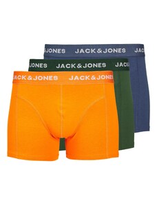JACK & JONES Boxeralsók 'Kex' sötétkék / sötétzöld / narancs / fehér