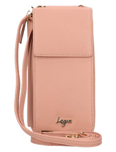 Női bőr pénztárca-kézitáska mobiltelefonhoz Lagen Alexa - rózsaszín