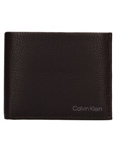 Férfi bőr pénztárca Calvin Klein Delne - sötétbarna