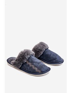 Kesi Men's warm slippers with fur navy blue Aron