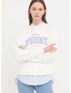 Tommy Jeans pamut melegítőfelső fehér, női, nyomott mintás
