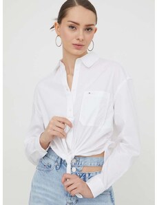 Tommy Jeans ing női, galléros, fehér, regular
