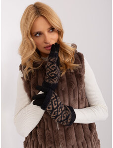 Fashionhunters Black warm gloves with patterns