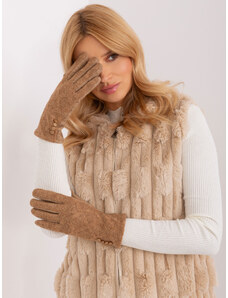 Fashionhunters Camel winter gloves with buttons