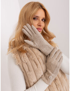 Fashionhunters Beige gloves with geometric pattern