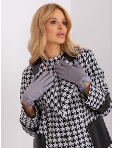 Fashionhunters Grey elegant gloves with bow