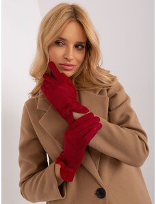 Fashionhunters Red smooth gloves with belt