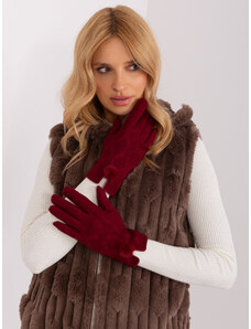 Fashionhunters Burgundy winter gloves with cut-out