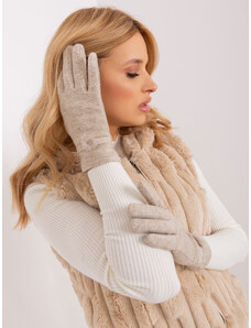 Fashionhunters Beige winter gloves with belt