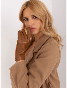 Fashionhunters Light Brown Smooth Winter Gloves