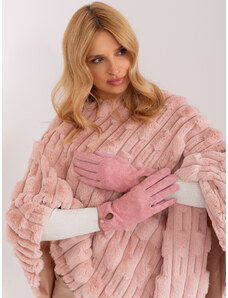 Fashionhunters Light pink gloves with decorative button