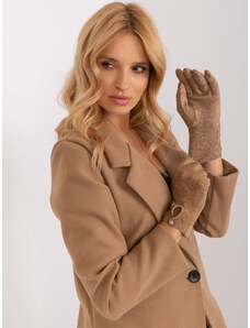 Fashionhunters Camel warm knitted gloves