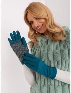 Fashionhunters Turquoise two-piece winter gloves