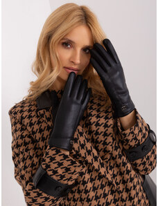 Fashionhunters Black winter gloves with eco-leather
