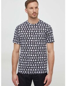 Armani Exchange pamut póló fekete, férfi, mintás