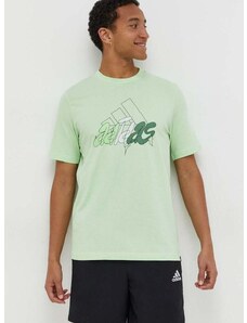 adidas pamut póló zöld, férfi, nyomott mintás, IN6243