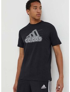adidas pamut póló fekete, férfi, nyomott mintás, IN6258