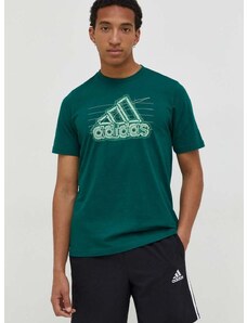 adidas pamut póló zöld, férfi, nyomott mintás, IN6262