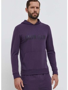 Calvin Klein Underwear kapucnis pulcsi otthoni viseletre lila, nyomott mintás, kapucnis