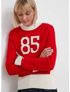 Tommy Hilfiger gyapjúkeverék pulóver könnyű, női, piros