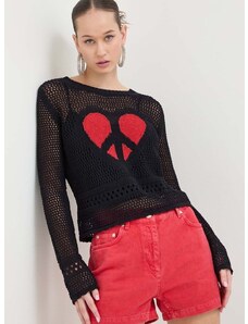 Moschino Jeans pulóver könnyű, női, fekete
