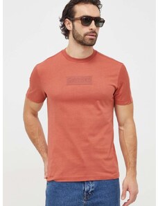 Calvin Klein pamut póló narancssárga, férfi, nyomott mintás