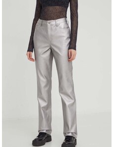 Karl Lagerfeld Jeans nadrág női, ezüst, magas derekú egyenes