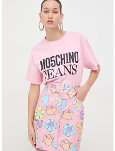 Moschino Jeans pamut póló női, rózsaszín