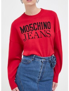 Moschino Jeans pamut pulóver könnyű, piros