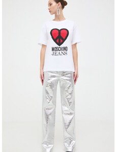 Moschino Jeans pamut póló női, fehér