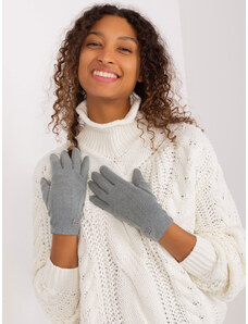 Fashionhunters Grey smooth women's gloves