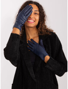 Fashionhunters Dark blue elegant gloves with eco leather