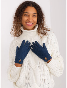 Fashionhunters Dark blue gloves with geometric patterns