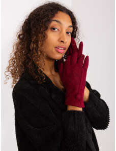 Fashionhunters Women's knitted gloves burgundy color