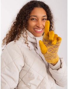 Fashionhunters Dark yellow two-piece touch gloves