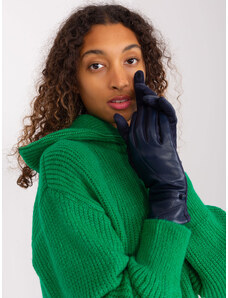 Fashionhunters Navy Blue Women's Buttoned Gloves