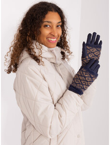 Fashionhunters Navy Blue Warm Gloves with Cover
