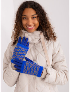 Fashionhunters Cobalt blue gloves with knitted overlay