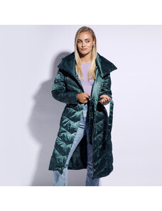 Hosszú női steppelt kabát kapucnival Wittchen, zöld, nejlon