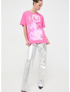 Moschino Jeans pamut póló női, rózsaszín