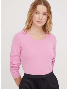 United Colors of Benetton pamut pulóver könnyű, rózsaszín
